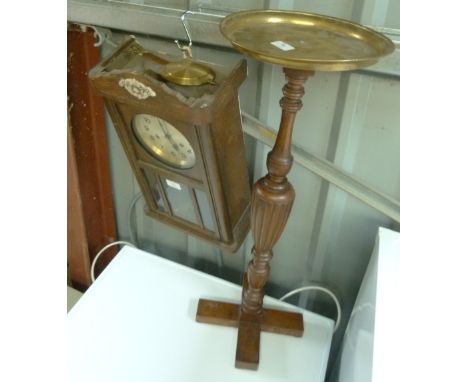 A 1930's Wall Clock, and a brass-top wine table (2) Provenance: Stoodley Knowle School, Torquay.