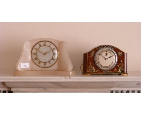 A Smiths electric Mantel Clock, with chinoiserie decoration, and another mantel clock (2) Provenance: Stoodley Knowle School,