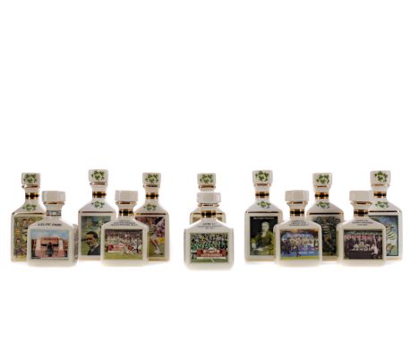 TWELVE CELTIC FC MINIATURE POINTERS DECANTERS Blended Scotch Whisky Decanters depicting Henrik Larson, Tommy Burns, Jimmy Joh