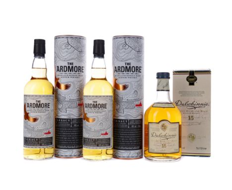 ARDMORE LEGACY (2) Single Malt Scotch Whisky 70cl, 40% volume, in tube. DALWHINNIE AGED 15 YEARS Single Malt Scotch Whisky 70
