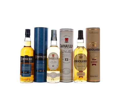 KNOCKANDO 1990 Single Malt Scotch Whisky Bottled 2003. 70cl, 43% volume, in tube. TORMORE AGED 12 YEARS Single Malt Scotch Wh