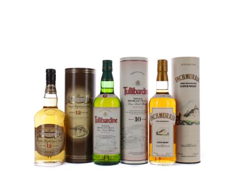 TULLIBARDINE AGED 10 YEARS Single Malt Scotch Whisky 70cl, 40% volume, in tube. INCHMURRIN 10 YEARS OLD Single Malt Scotch Wh