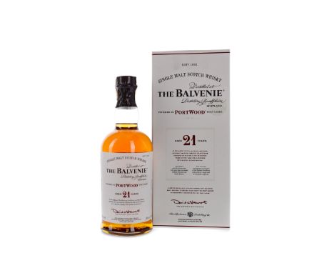 BALVENIE PORT WOOD AGED 21 YEARS Single Malt Scotch Whisky Finished in port casks. 70cl, 40% volume, in box.