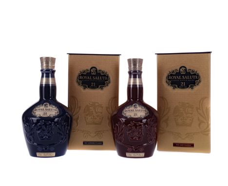 CHIVAS REGAL ROYAL SALUTE AGED 21 YEARS SAPPHIRE DECANTER Blended Scotch Whisky 70cl, 40% volume, ceramic decanter in cloth s