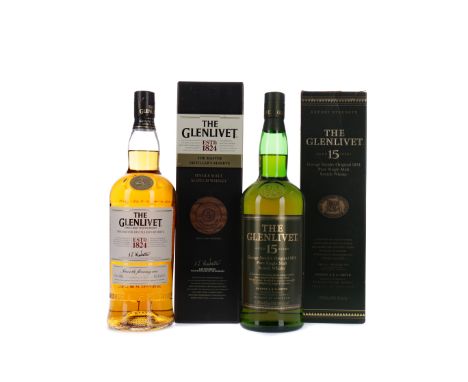 GLENLIVET AGED 15 YEARS - ONE LITRE Single Malt Scotch Whisky One litre, 43% volume, in carton. GLENLIVET THE MASTER DISTILLE
