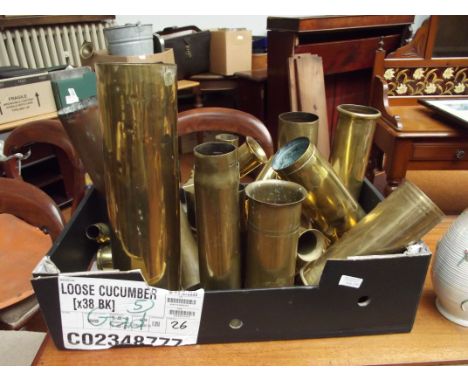 Large collection of WW1 WW2 shell cases