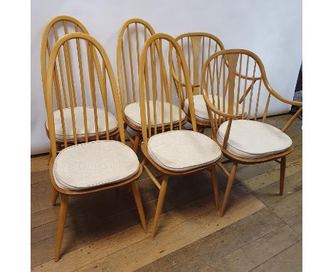 A set of six Ercol hoop back dining chairs, (4+2) (6)light wear no major faults found. Hoops all in good conditionThe armchai