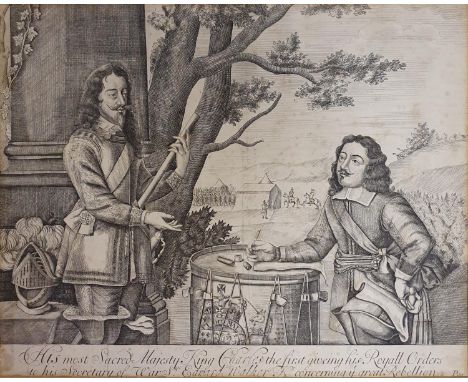An engraving, 'His most sacred Majesty King Charles I, giving his royall (sic) orders to his Secretary of Wars, Edward Walker
