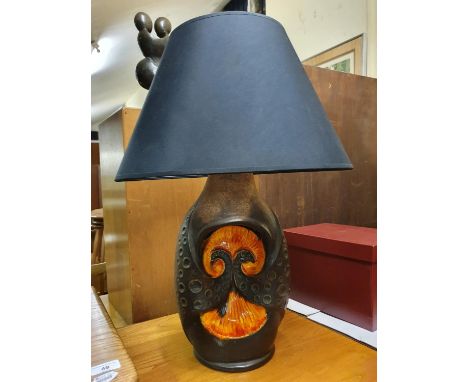 A West German pottery lamp base, 55 cm highPlug has been removed. Overall condition good, light surface scratches. Comes with