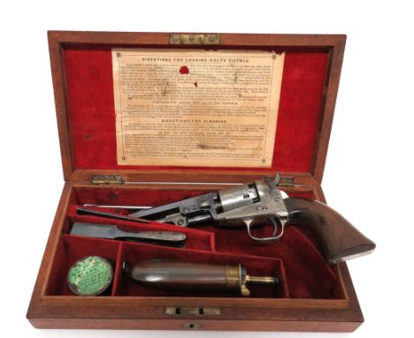 Cased M1849 Percussion London Colt Pocket Revolver .31 cal, 4 inch, blued, octagonal barrel. &nbsp;Front stud sight. &nbsp;To