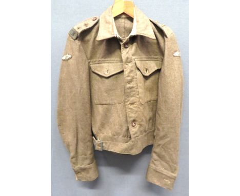 1940 Pattern Royal Tank Regiment Officer's Battle Dress Jacket khaki woollen, single breasted, closed collar, short jacket. &
