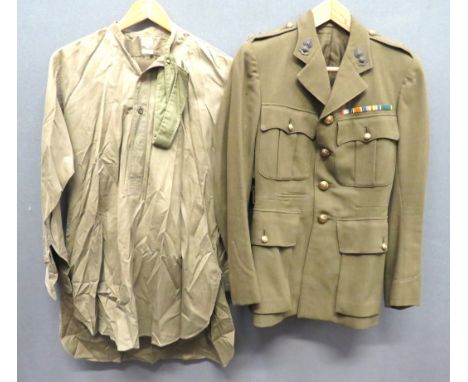 WW2 Royal Engineers Officer's Uniform consisting khaki, single breasted, open collar tunic. &nbsp;Pleated chest pockets and l