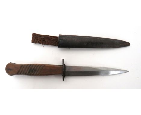 WW1 Imperial German Trench Knife 5 3/4 inch, single edged blade with back edge sharpened point. Oval, steel crossguard. &nbsp