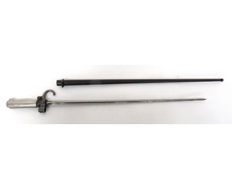 French M1886 Lebel 1st Pattern Bayonet 20 inch, cruciform blade. &nbsp;Steel hook quillon and muzzle ring with first pattern,