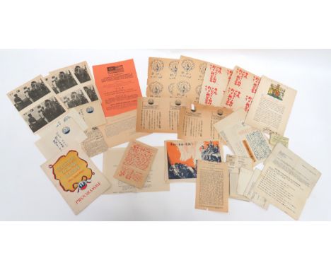 Small Selection Of WW2 Paperwork Including Propaganda Leaflets including 16 x WW2 Japanese propaganda leaflets. &nbsp;Some wi