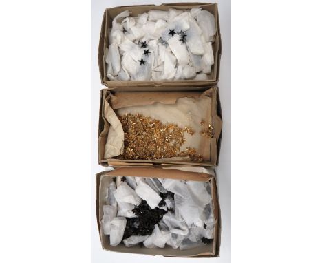 3 x Maker's Boxes Of Rank Stars consisting quantity of plated, five point stars with black enamel centre. &nbsp;Lug fixing ..