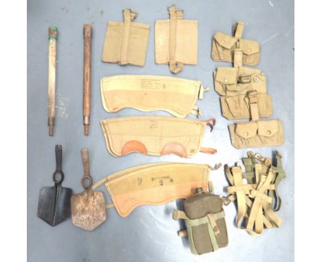 Selection Of 1937 Pattern Webbing Equipment including 3 pairs of short webbing gaiters ... 4 x driver pattern, double cartrid