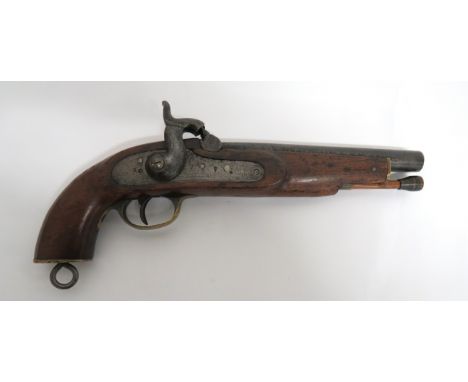 Mid 19th Century Native Cavalry Pattern Pistol 13 bore, 9 inch, smoothbore barrel. &nbsp;Military pattern lock plate with cro