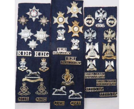 41 x Cavalry Cap, Collar And Shoulder Titles cap badges include bi-metal Royal Scots Dragoon Guards ... Plated Queens Dragoon
