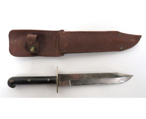 WW2 Australian Combat Knife 7 1/2 inch, single edged, clipped point blade. &nbsp;The forte marked "GCS". &nbsp;Large, white m