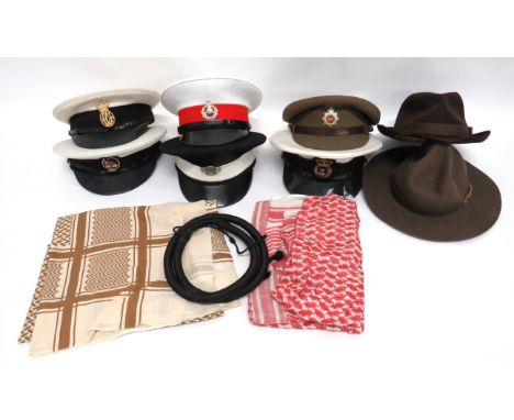 10 x Post War Hats including white top RNLI ... White top Royal Marines ... White top Royal Navy Chief Petty Officer ... Khak