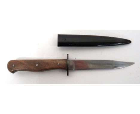 WW1/WW2 German Boot Combat Knife 5 1/2 inch, single edged blade with slight clipped point. &nbsp;Steel, oval crossguard. &nbs