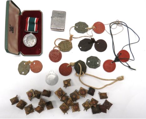 Mixed Selection Of Items Including ID Dog Tags including WW2 lighter, engraved V.M Eppley, China, Burma, India 1944 -1946. &n