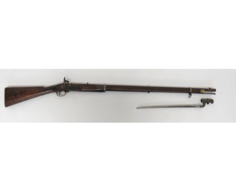 1858 Pattern "Tower" 3 Band Percussion Musket And Bayonet 15 bore, 39 inch, smoothbore barrel. &nbsp;Front stud sight. &nbsp;