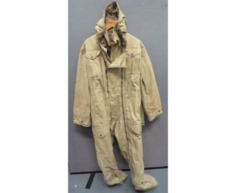 WW2 Dated Tank Crew Winter "Pixie" Oversuit khaki, heavy, waterproof canvas suit. &nbsp;Two full length opening zips. &nbsp;B