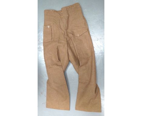 1940 Pattern Battledress Trousers khaki woollen, wide leg trousers. &nbsp;Right hip with pleated first aid pocket. &nbsp;Fron