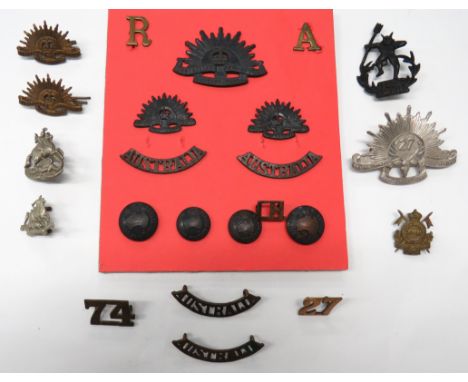 19 x Australian Cap, Collar And Titles cap include white metal 27th South Australian Scottish Regiment ... Blackened 13 ALH .