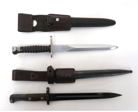 Mauser M1924 Yugo Contract Export Bayonet 9 3/4 inch, single edged, blackened blade with fuller. &nbsp;Forte with script date