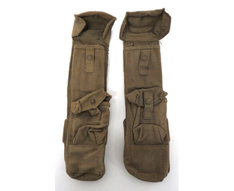 Pair Of WW2 Lanchester SMG Webbing Magazine Pouches long webbing pouches. &nbsp;Top flap secured by press studs. Front of the