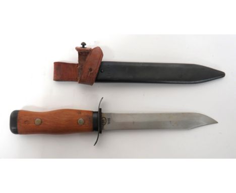 Cold War Period Polish Paratrooper WZ55 Combat Knife 6 1/4 inch, single edged, clipped point blade. &nbsp;The forte dated 195