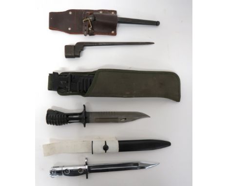 Three Various British Bayonets consisting LIA3 bayonet. &nbsp;Single edged, clipped point, plated blade. &nbsp;Plated crossgu