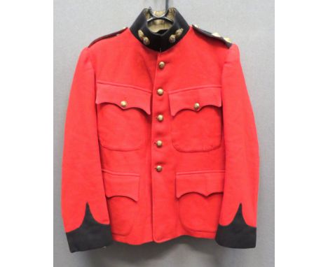 Late 19th Century Inniskilling Fusiliers Officer's Red Overseas Tunic scarlet, heavy cotton, single breasted tunic. &nbsp;Hig