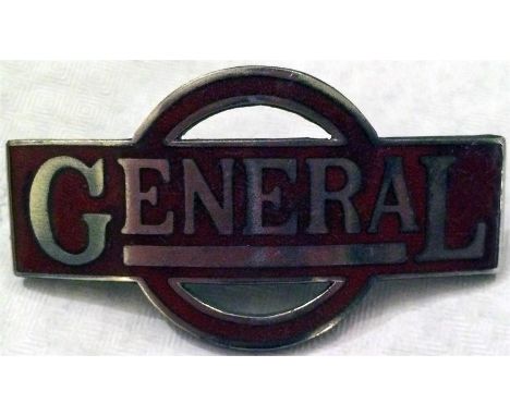 London "General" Omnibus Co CAP BADGE in maroon enamel. It is thought that these much less common maroon versions may have be