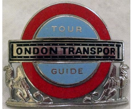 London Transport CAP BADGE "TOUR GUIDE" issued in the mid-1960s onwards to those bus inspectors who qualified as guides on th