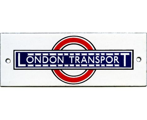 London Transport 1930s enamel bus stop timetable panel HEADER PLATE. This is the pre-WW2 design featuring over and underlinin