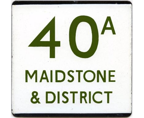 London Transport bus stop enamel E-PLATE for Maidstone & District route 40A. It is thought that this may been located in the 