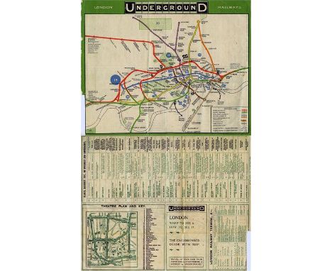 1909 London Underground POCKET MAP. Printed by Johnson, Riddle & Co Ltd, interesting features include numbered places of inte