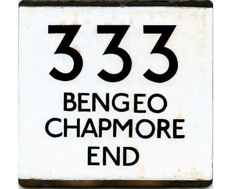 London Transport bus stop enamel E-PLATE for route 333 to Bengeo, Chapmore End. This Hertford local service was operated in t