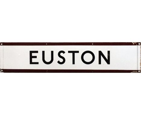 London Underground 1950s/60s enamel PLATFORM FRIEZE PLATE 'Euston' from one of the Northern Line platforms at that station. U