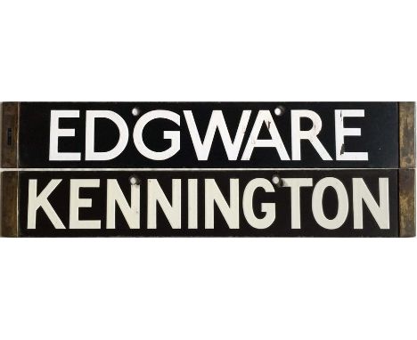 London Underground Standard (1920s) Stock and/or 1938 Tube Stock enamel DESTINATION PLATE for Edgware & Kennington on the Nor
