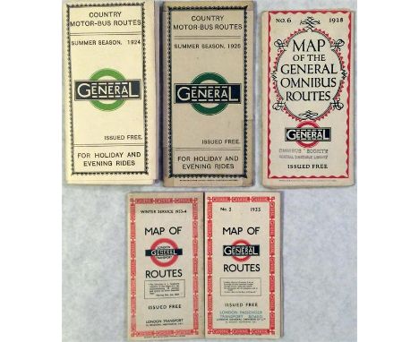 London General Omnibus Company POCKET MAPS comprising Country Routes Summer 1924 (re-print), Country Routes Summer 1926 and '