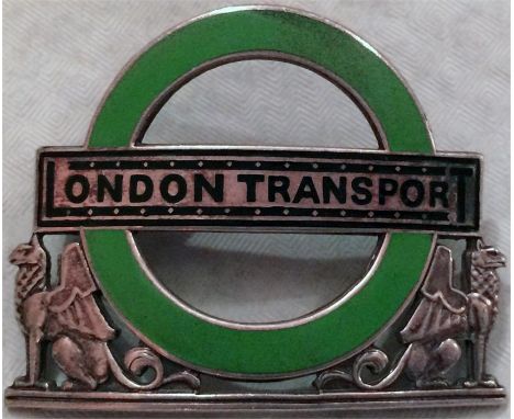 London Transport Country Buses & Green Line Coaches Inspector's hallmarked, solid silver with enamel inlays CAP BADGE from th