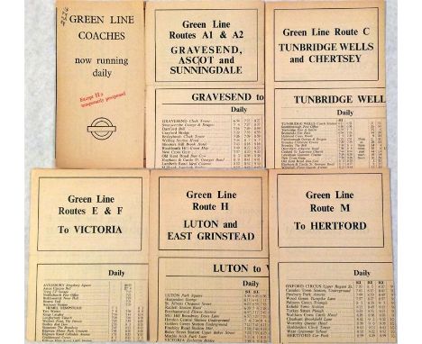 WW2 London Transport Green Line TIMETABLE LEAFLETS dated October 1940 in respect of the (temporary) wartime re-instatement of
