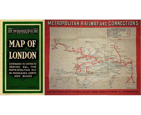 Early 1930s Metropolitan Railway MAP OF LONDON from the series of Underground maps produced by this company from the early 19