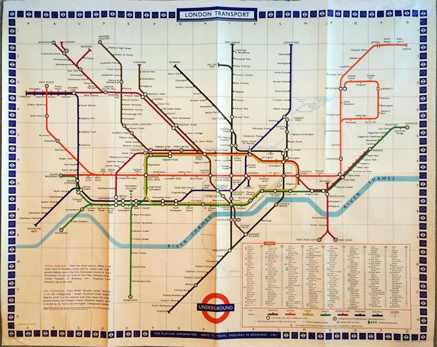 1967 London Transport Underground quad-royal POSTER MAP designed by ...