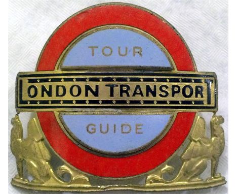 London Transport 1960s Senior Tour Guide's CAP BADGE with gold finish and raised infills as issued to the senior inspectors w